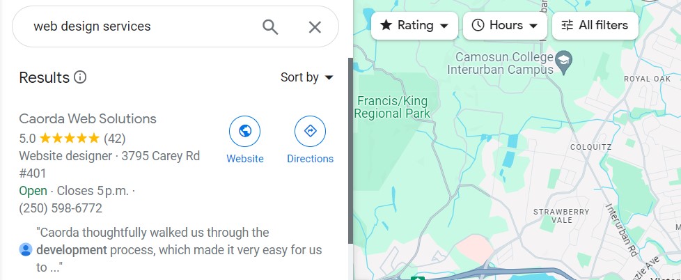Caorda Google Maps SERP
