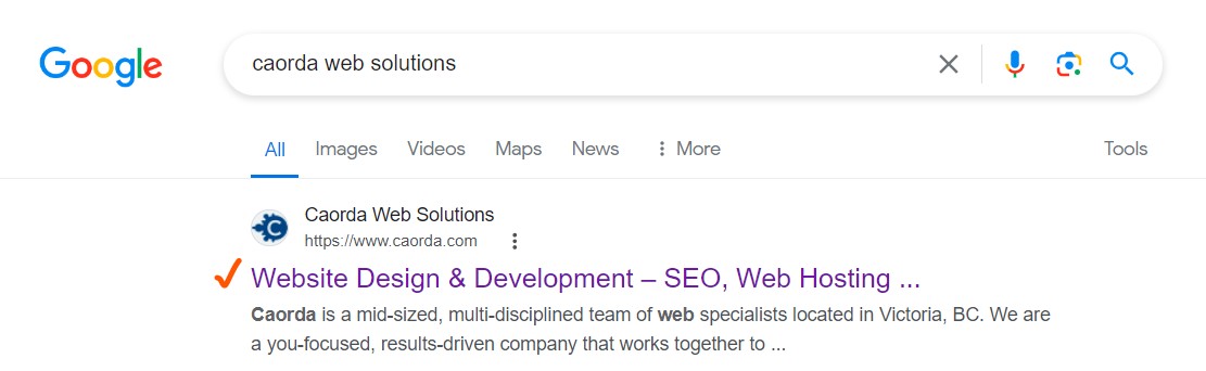 example of page title in SERP
