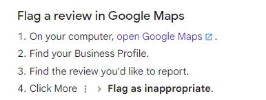 flagging a review in Google Maps