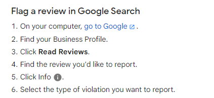 flagging a review in GSC