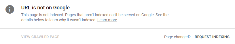 requesting indexing in Google Search Console